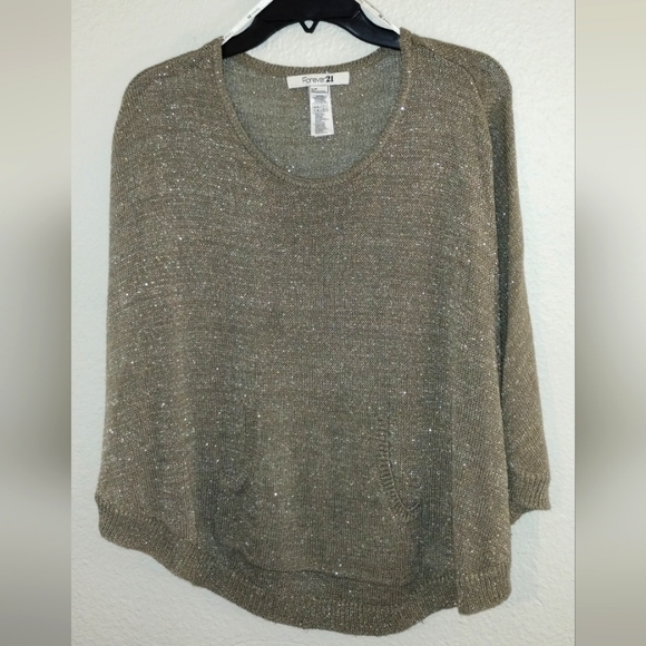 CUTE SWEATER-TYPE TOP ~ SIZE SMALL ~ BROWN WITH GOLD FLECKS ~ LIGHTWEIGHT FABRIC - Picture 1 of 8